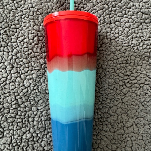 Starbucks Venti 24 oz tumbler in red, blue and turquoise marble waves - Picture 10 of 12